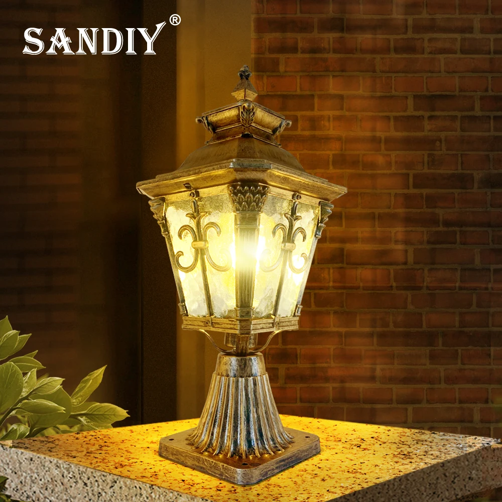 Outdoor Post Light Fixture with Pier Mount Base Column Lamps