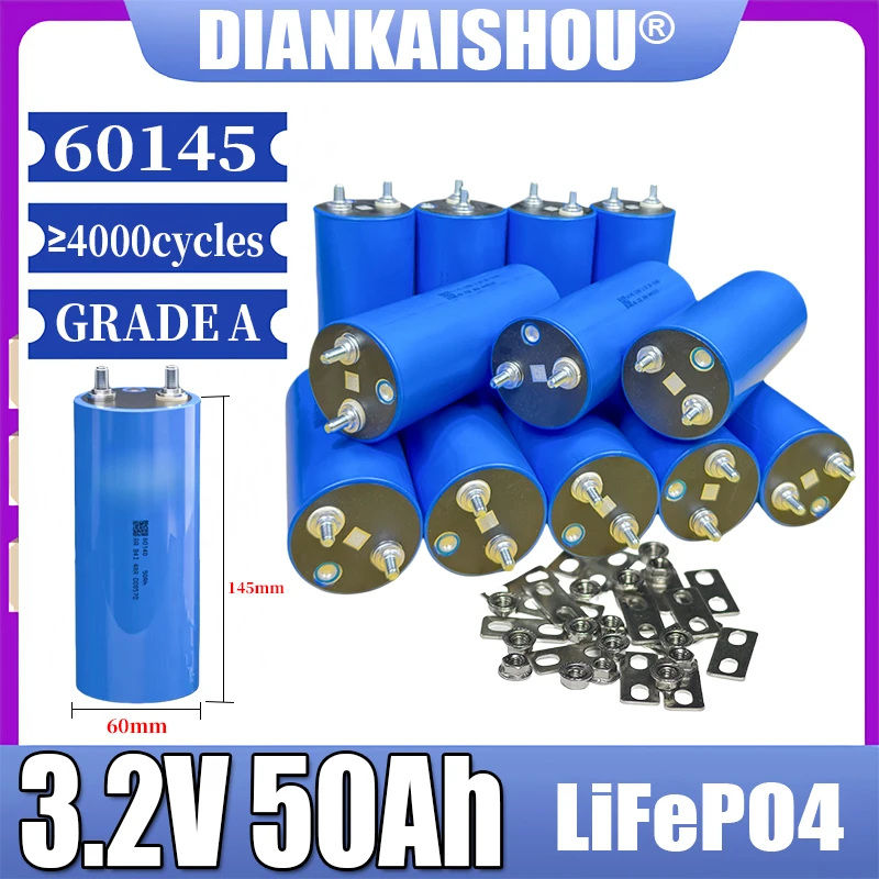 Фото Аккумулятор LiFePO4 3.2В 50Ач 60145, более 4000 циклов, быстрая зарядка, максимальный ток зарядки 150А, для аккумуляторных батарей 12В, 24В, 48В, автономных систем. №1