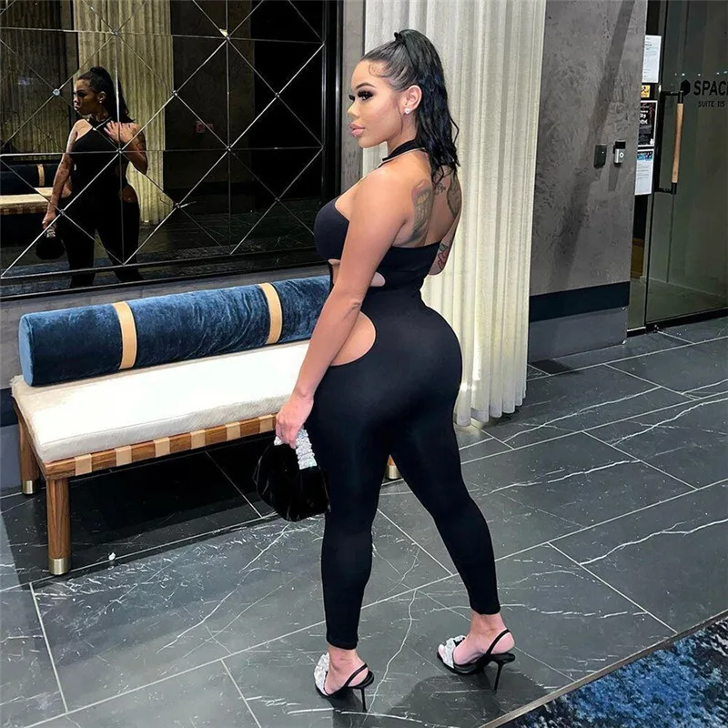 European And American Style New 2023 Summer Women's Sexy Sleeveless Slim Fitting Hip Lifting Jumpsuit