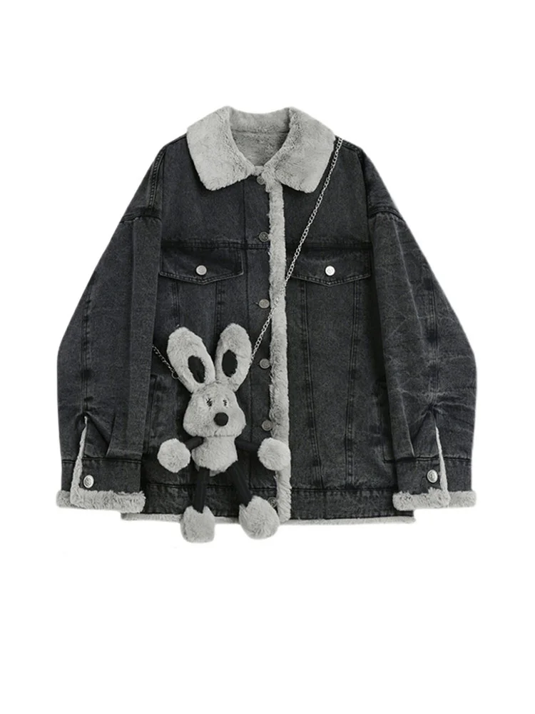 Новинка 2022 зимняя куртка Женская Толстая джинсовая теплая байкерская из ягненка