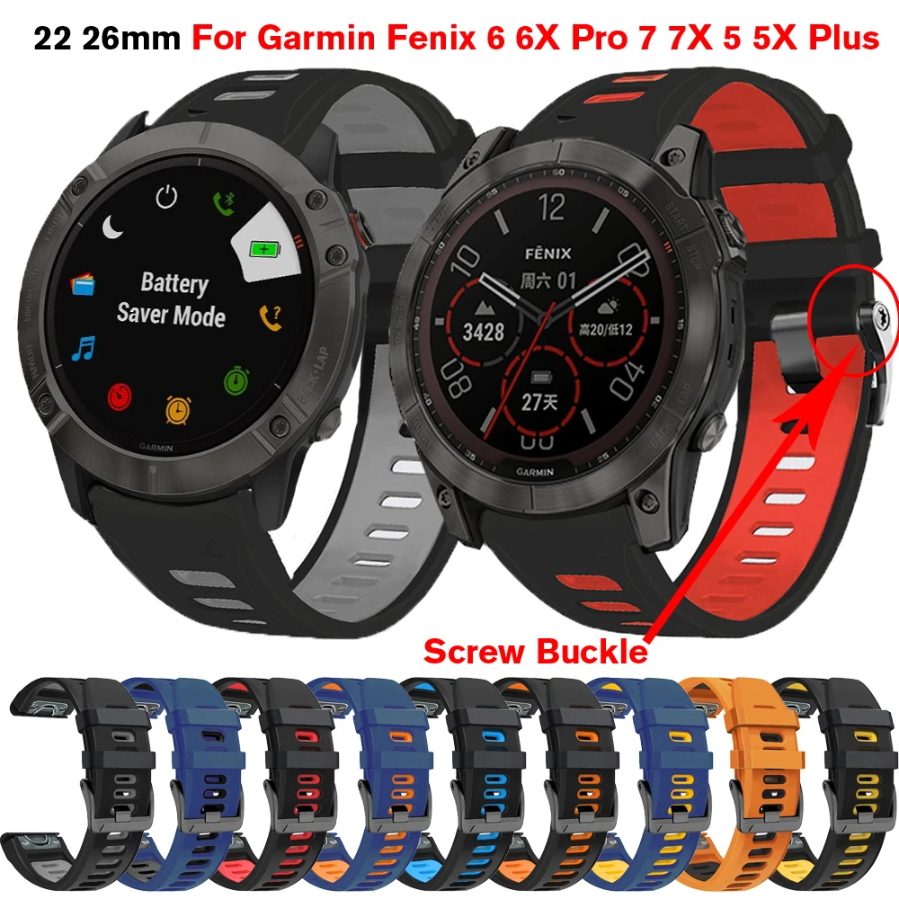 

QuickFit 22 26mm Smart Watch Band For Garmin Fenix 6 6X Pro 7 7X 5 5X Plus 3HR Epix Bracelet Forerunner 935 945 Silicone Strap