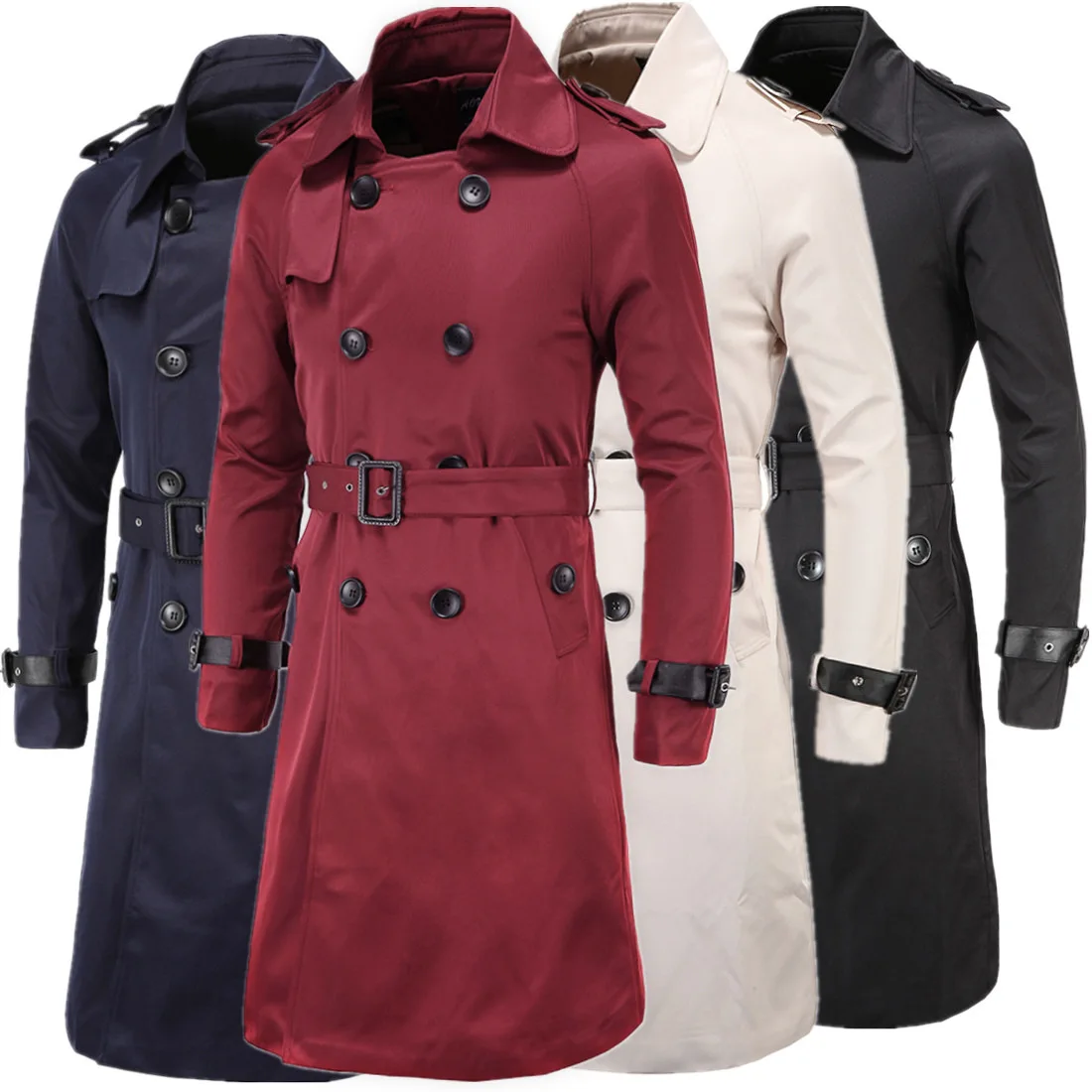 2022   Fashion Casual Men's Spring and Autumn Clothing Boutique European and American Long Slim Double Breasted Style Men's Coat