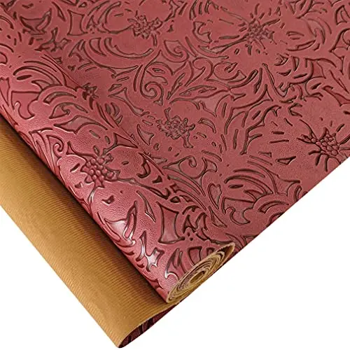 Embossed Faux Leather Roll Vintage Flower Textured Synthetic Leather Fabric for DIY Sewing Crafts Wallets Jewlery 135x400cm