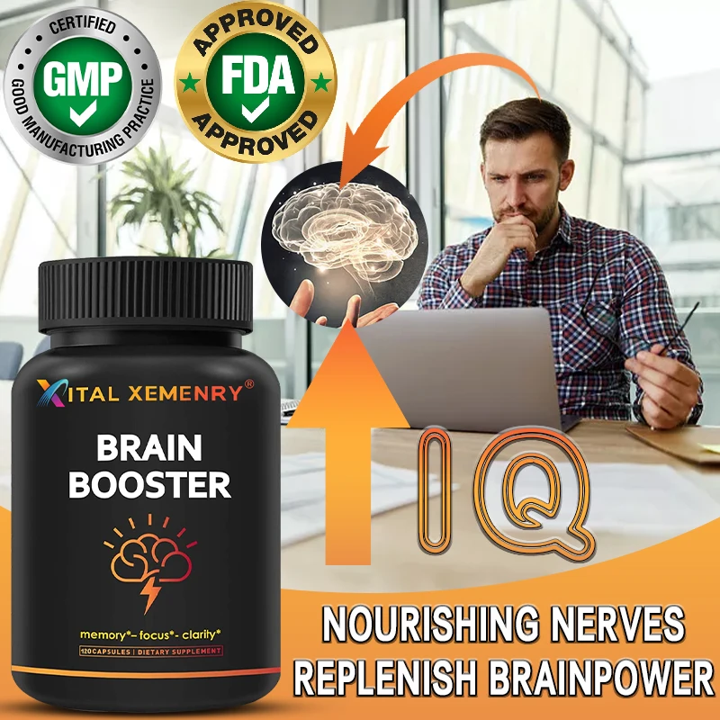 

Natural Memory Improvement Capsules - Enhance Focus, Improve Concentration, Brain Nootropic Booster 120 Capsules