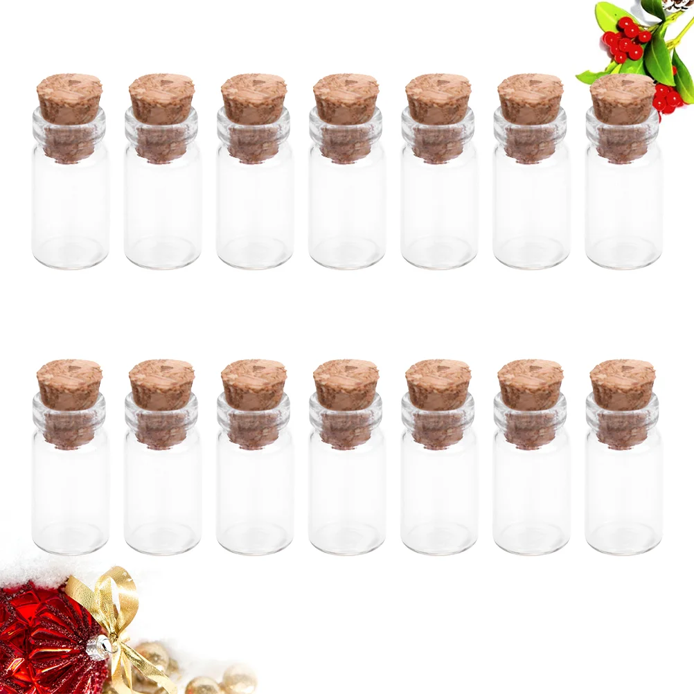 

50PCS Mini Glass Bottles with Cork Stoppers Transparent DIY Wish Jars for Message Weddings Wish Party