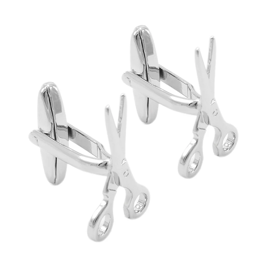

NVT Fashion Silver Color Scissors Cufflinks for Mens Shirt Cuff Buttons High Quality Metal Cuff links Gift Free Engraving Name