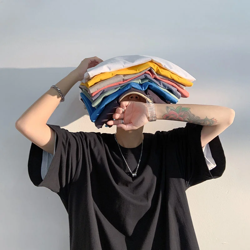 

Privathinker Casual Oversize Men's Tshirt Cotton Summer Short Sleeve Tops Streetwear Unisex T-shirt Solid Color Fashion Male Tee