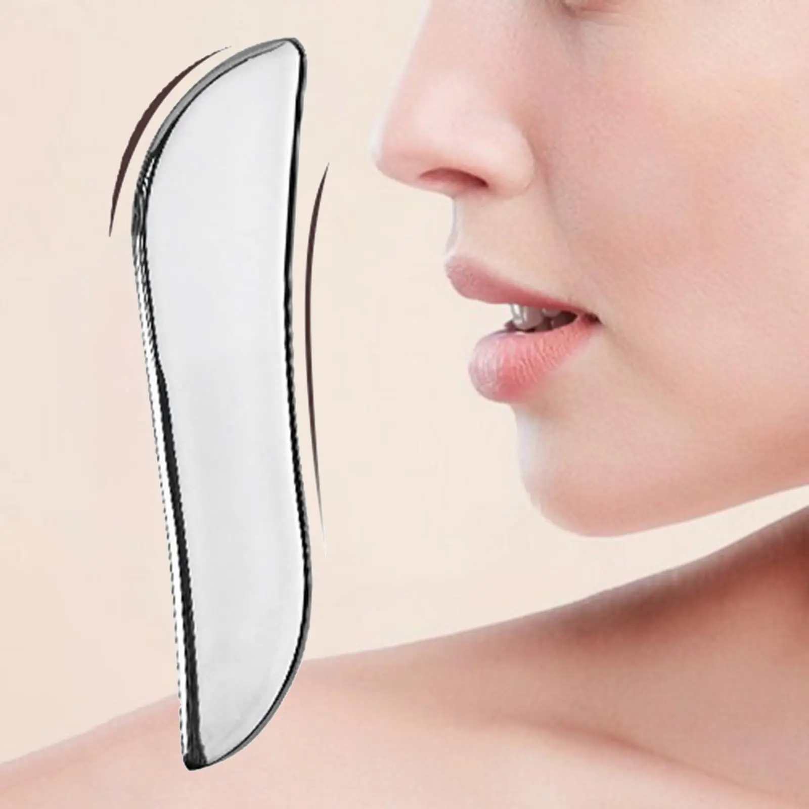 

Portable Facial Gua Sha Tool Skin Care Smooth Surface 304 Stainless Steel Massaging Scraping Board for Chin Nose Eyes Face