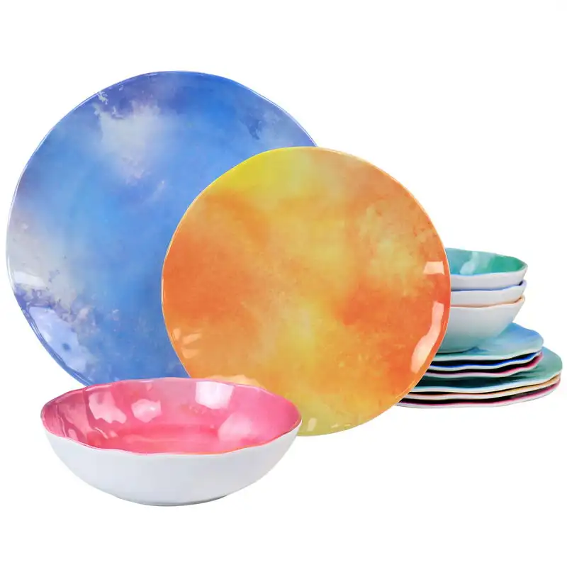 

Cinnamon Twist 12 Piece Melamine Dinnerware Set in Assorted Colors