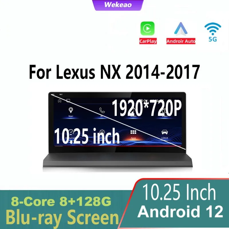 

10.25'Android 12 1920*720P For lexus NX NX300h NX300 NX200T 2014-2018 Car radio GPS Navigation Stereo Multimedia palyer Carplay