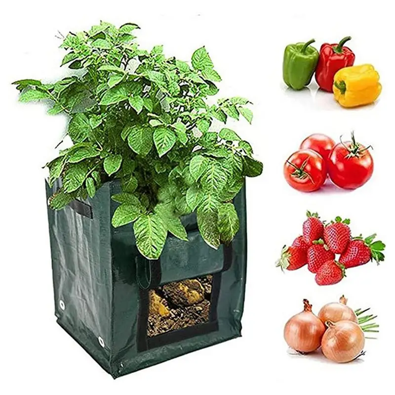 

Садовые сумки для растений, тяжелые тканевые растущие мешки с ручкой и окошком для сбора урожая, садовые горшки для выращивания овощей