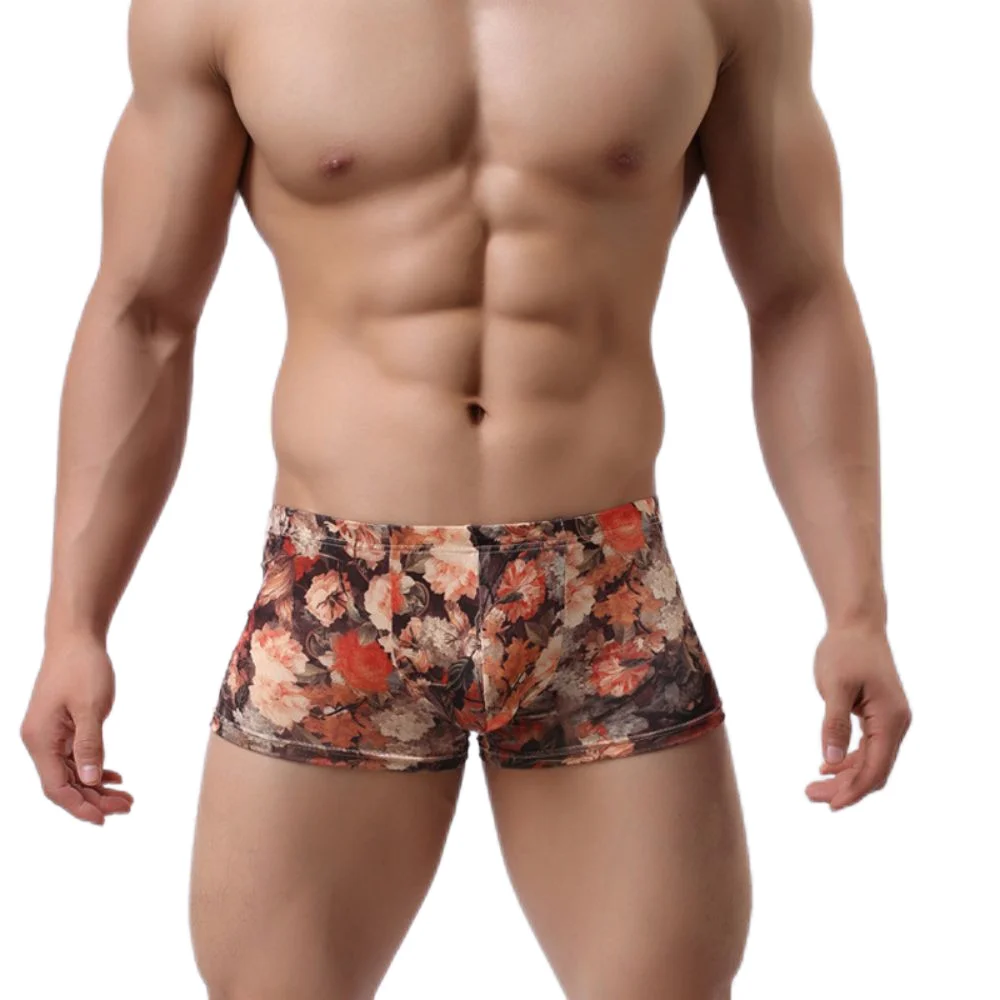 

Мужское гладкое шелковое нижнее белье с принтом в стиле ретро