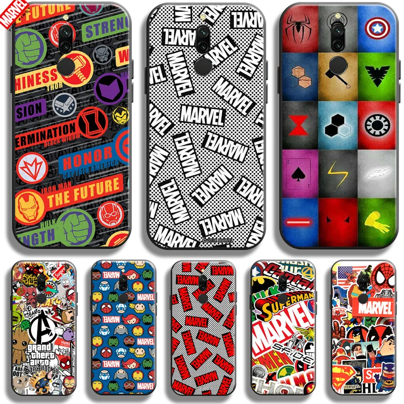 

Marvel Logo Avengers For Xiaomi Redmi 8 8A Phone Case Soft Silicon Coque Cover Black Funda Captain America Thor Comics