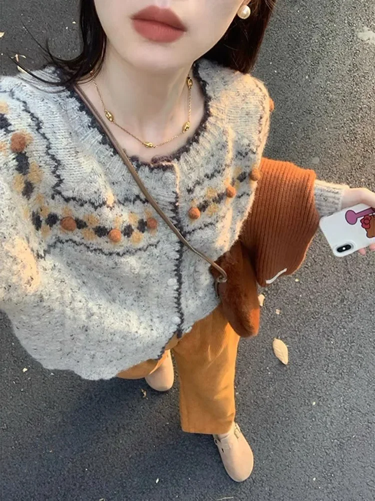 Мягкий свитер Korobov для ленивых утепленный с длинным рукавом Y2k кардиган в стиле