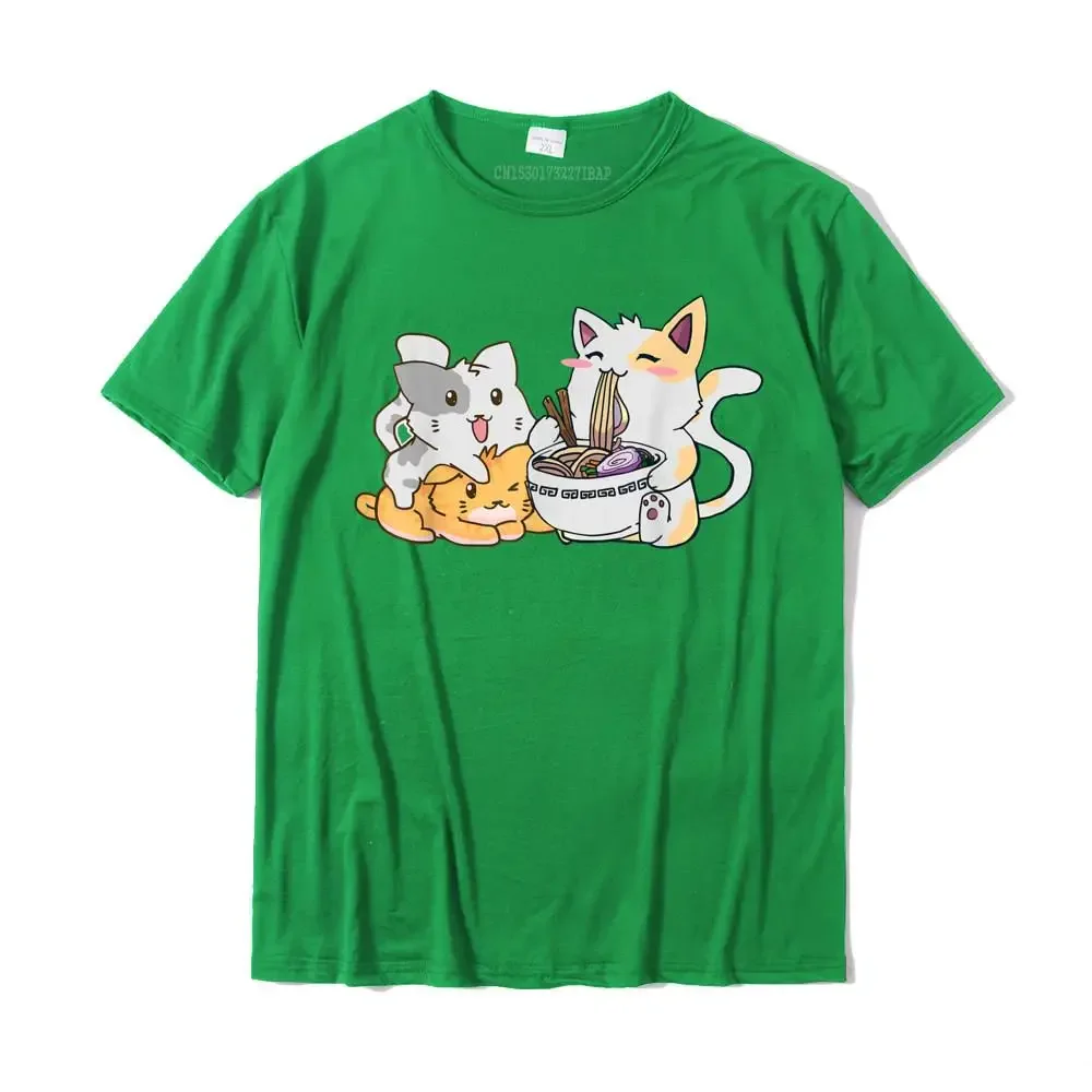 Kawaii Neko Ramen аниме футболка с кошачьей лапшой Camisas Hombre повседневные топы хлопковые