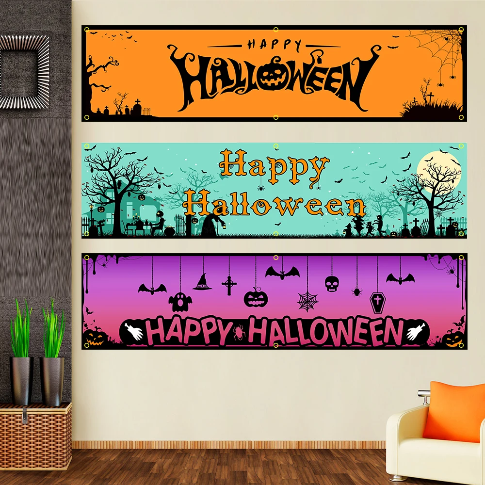 ZXBanner 60*240 Хэллоуин полиэстер Печатный Баннер для гаража или улицы украшения флага