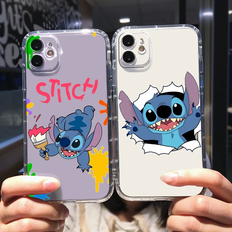 

Disney Stitch Art Cartoon Phone Case For Apple iPhone 14 13 12 11 Mini XS XR X Pro MAX 8 7 6 Plus SE 2020 Transparent Cover