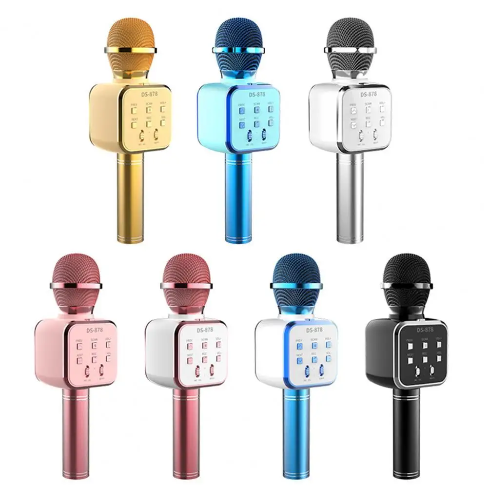 

DS878 Wireless Microphone Five Sound Modes Support U Disk/TF Card Metal 4 in 1 Bluetooth-compatible Condenser Mic Music Player f