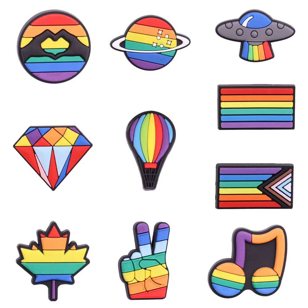 

Симпатичные Мультяшные подвески для обуви из ПВХ, 1 шт., милые красочные подвески в виде кленовых листьев, планет, воздушных шаров, музыкальн...