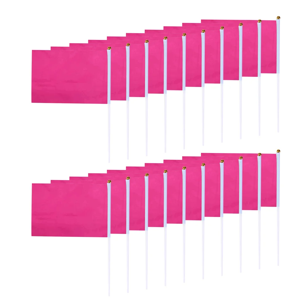 

100pcs Handheld Square Flags Solid Color Mini Flag Party Supplies Party Celebration Flags (Rosy)