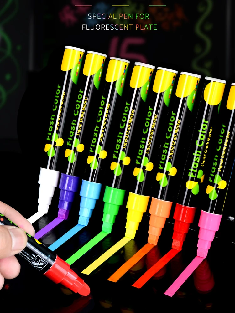 Blackboard Colorful Liquid Chalk Marker Erasable Highlighter Fluorescent Pen Stationery Art LED Billboard Painting Chalkboard