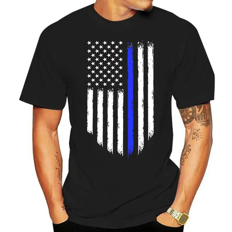 

Тонкая синяя линия Флаг США патриотическая политика Мужская футболка Харадзюку футболка