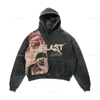 Best Sell Retro Y2K Hoodie Coats Streetwear Gothic Casual Alphabet Blast Print Pattern Skull Hoodie Men Harajuku Men Clothing 1