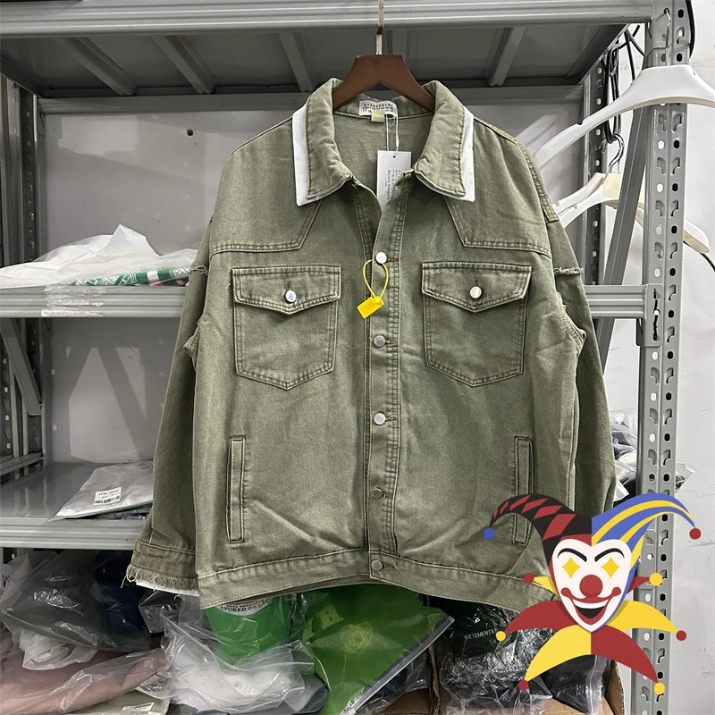 

Washed 2023fw MM6 Margiela Denim Jeans Jacket Men Women Turn-down Collar Oversize Coat