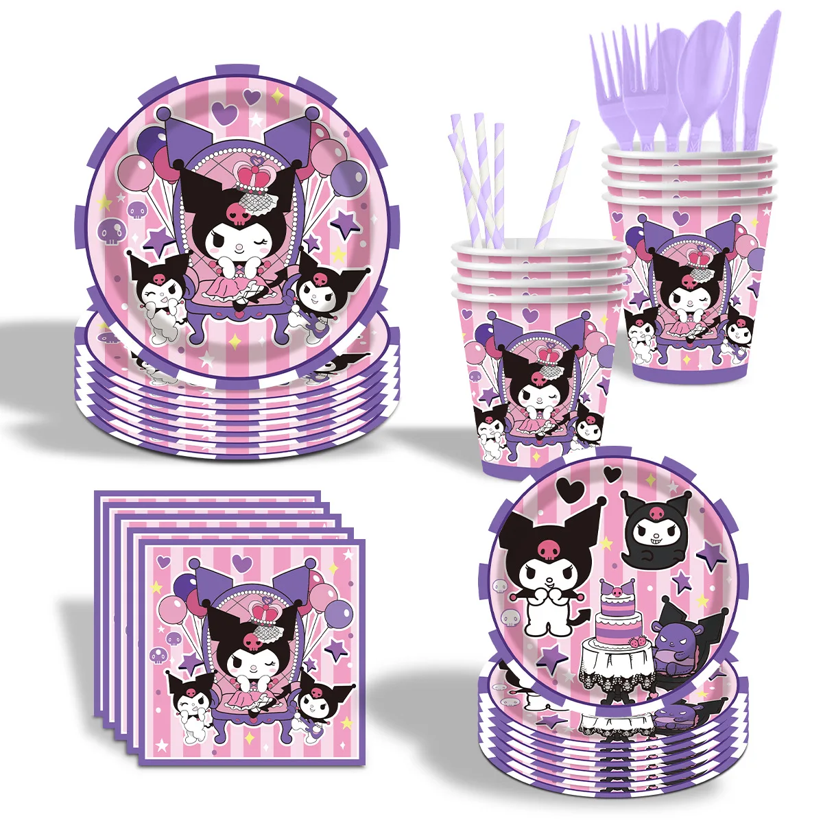 MINISO Kuromi украшение для дня рождения одноразовая посуда бумажный стаканчик