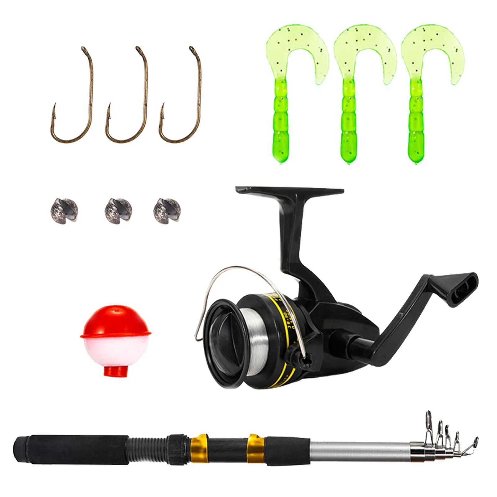 Lures Hooks Telescopic Fishing Rod Combo And Reel Fishing