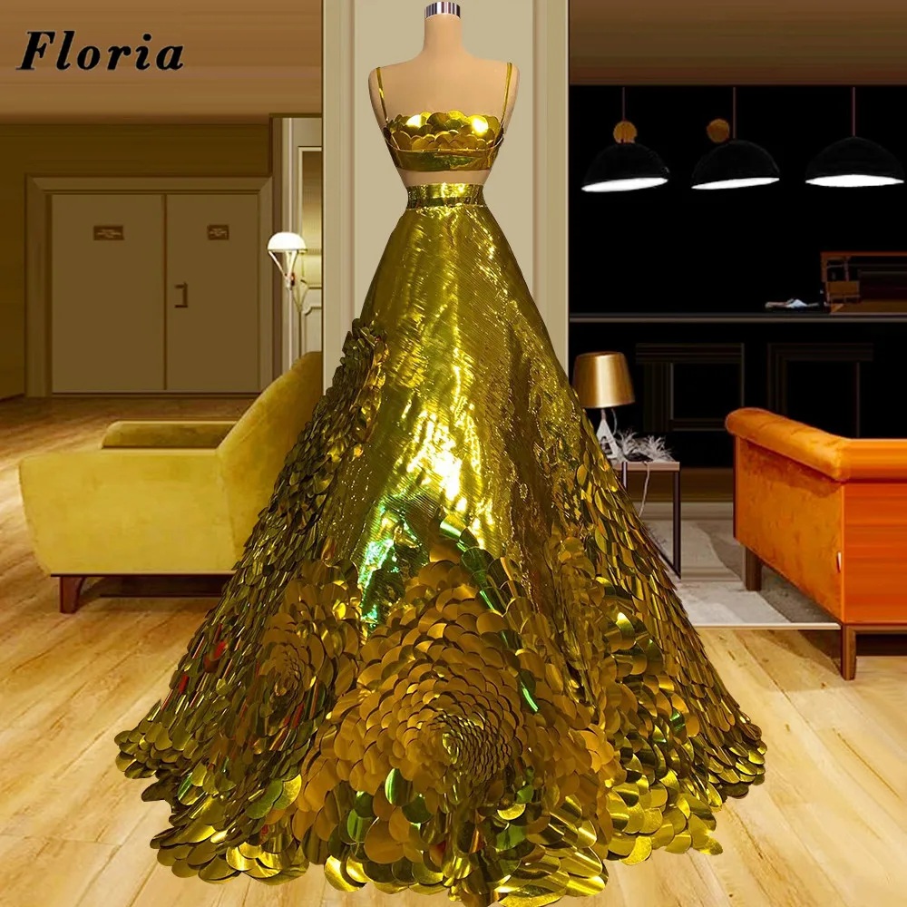 

Floria Haute Coutures золотые блестки вечерние платья Дубай дизайн трапециевидные длинные платья для выпускного вечера 2022 халаты официальное платье знаменитости