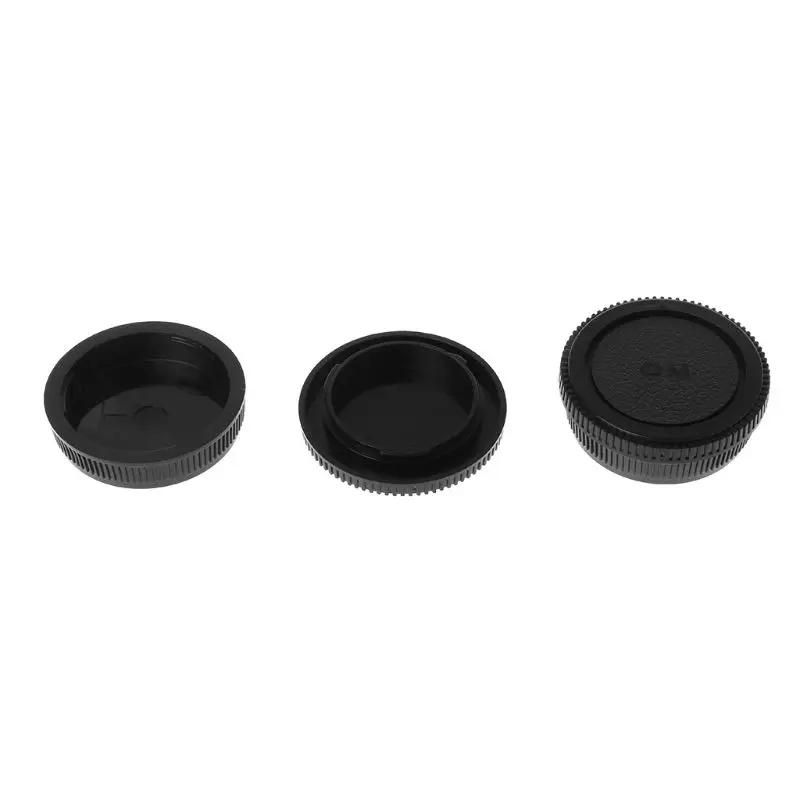 

Rear Lens Body Cap Camera Cover Set Dust Screw Mount Protection Plastic Black Replacement for Olympus OM SLR Camera