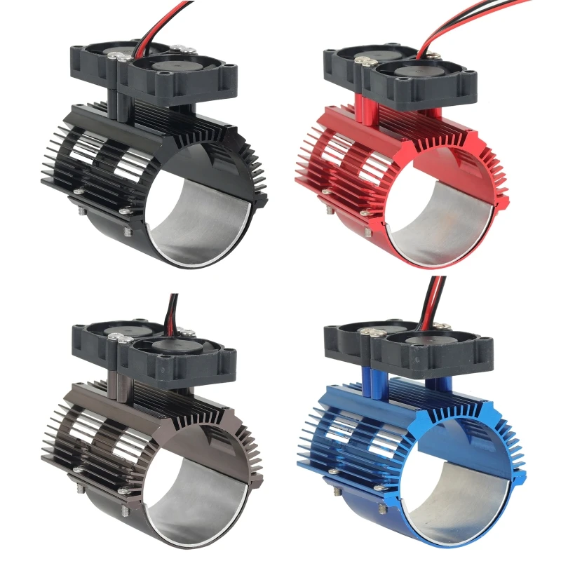 

1/8 Double Fan Motor Twin Cooling Radiator for E-REVO 41-43mm Engine 1/10 SUMMIT Motor Heatsink RC Car Spare Parts Accessories