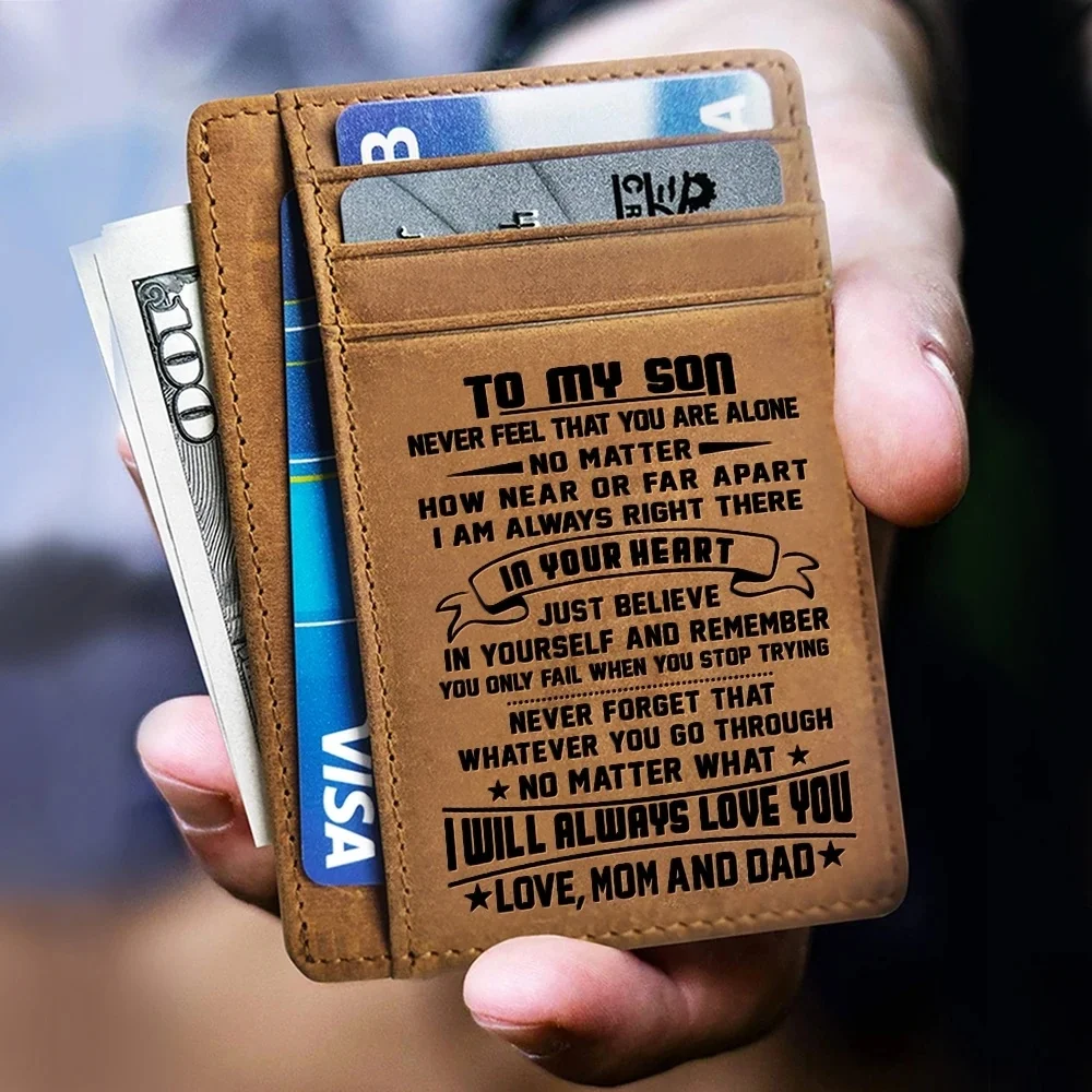 

Card Holder Photo Pocket Engraved Leather Card Holder Wallets Birthday Gifts