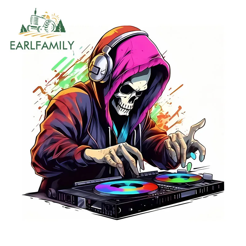 EARLFAMILY 13 см для скелета, музыкальная Автомобильная наклейка для диджея, водонепроницаемая, с рисунком, графика, защита от царапин, украшение бампера