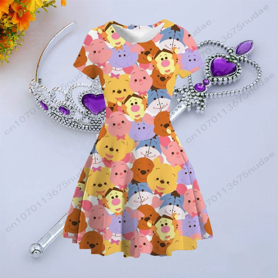 Купи 2022 New Summer Kids Dress Princess Dress Printed Round Neck Short Sleeve Dress Casual Disney Donald Duck Dress Girls Tops за 235 рублей в магазине AliExpress