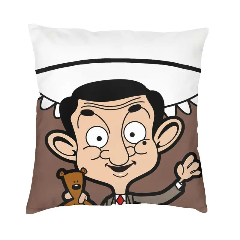 Nordic Style Mr Bean British Comedy Cartoon Tv Cushion Cover 40x40cm Velvet Throw Pillow Case for Car Pillowcase Home Decor