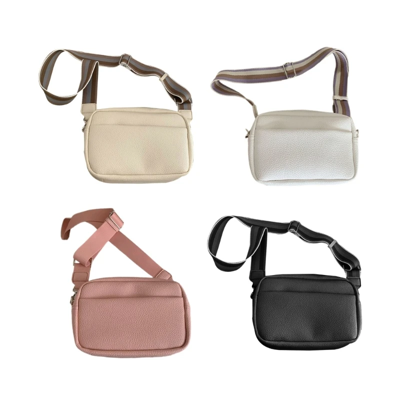 

Women Shoulder Bag Vintage Wide Strap Bag PU Leather Handbag Casual Tote Bag