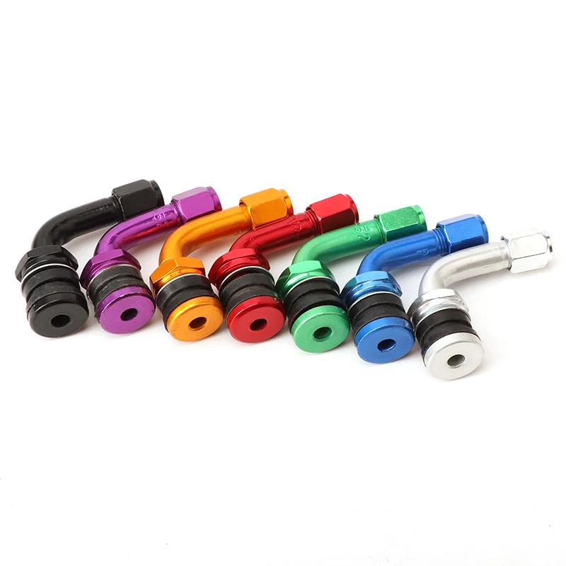 

2Pcs Universal Aluminum Alloy Car Motorcycle Tubeless Wheel Tire Bend Valve Stem Rim Bolt-in W/Dust Cap