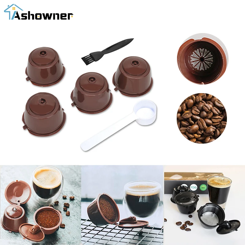 

Reusable Coffee Capsule Filter Cup for Dolce Gusto Nescafe Refillable Caps Spoon Brush Filter Tea Baskets Coffee Accessories