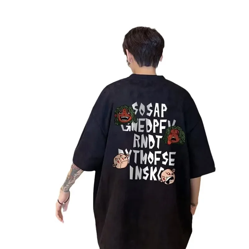 2024 новая модная футболка с короткими рукавами и буквенным принтом в американском