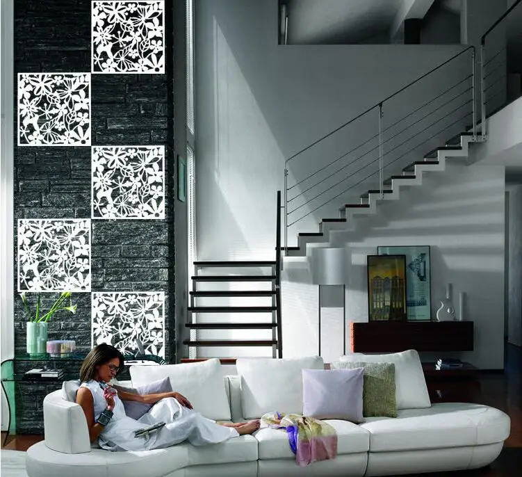 

12pcs Room Safety Pvc Panel Screen Bird Flower Living,dining,study,sitting-room,hotel And Bar Decoration 15.7"x15.7"x0.032"