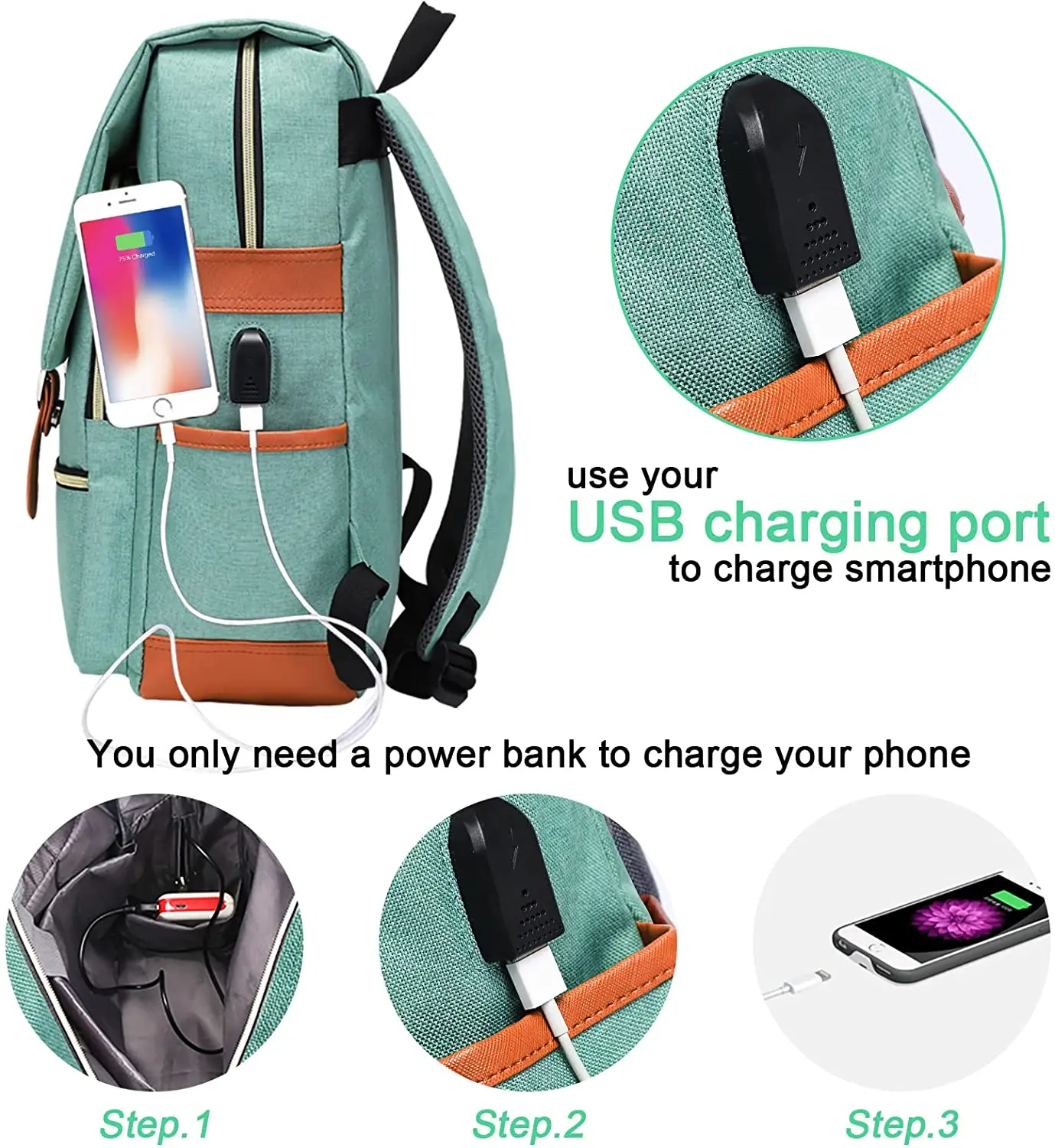 Modoker Vintage Laptop Backpack for Women Men, School College Backpack Good looking backpack with USB mobile charging