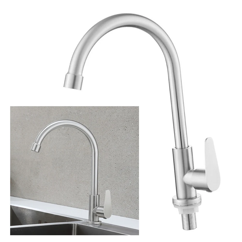 

1pc 304 Stainless Steel Ball Bearing Single Cold Water Faucet Kitchen Bathroom Faucet Replacement Accessories