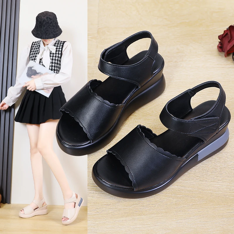 

Wedge heel platform sandals women's 2022 summer new fish mouth fashion women's shoes platform sole temperament high-heeled shoes