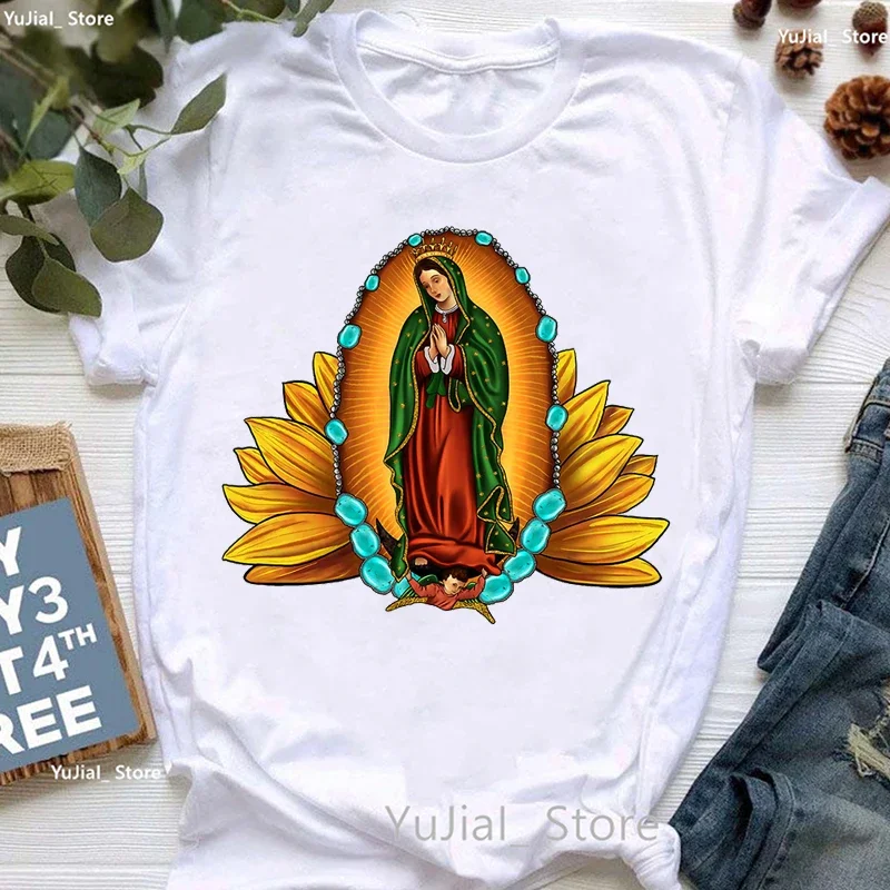 Женская летняя футболка с принтом Девы Марии гвадалавера