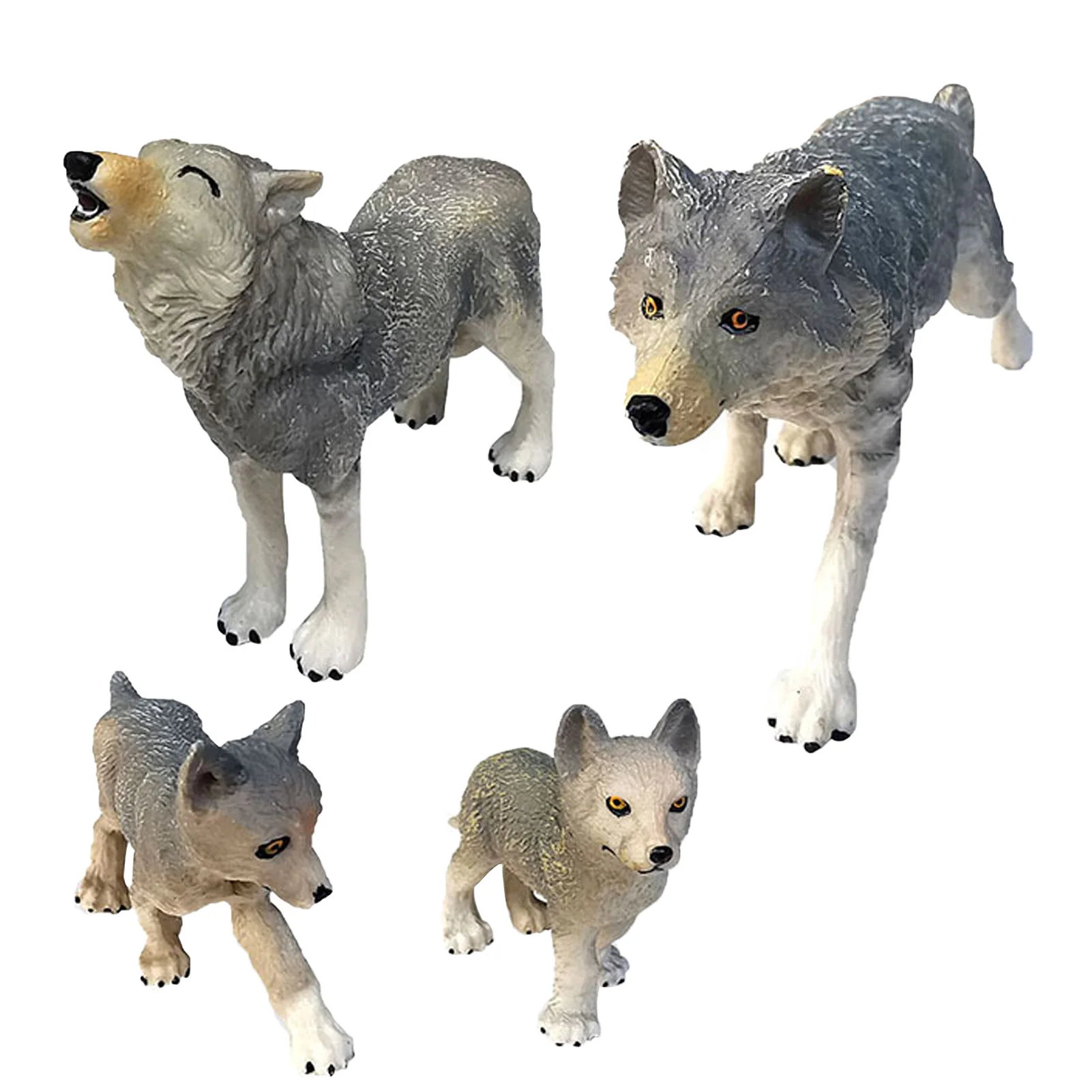 

4PCS Simulation Wolf Model Solid Static Wolf Cub Male Wolf Female Wolf Toy Ornaments for Birthday Gifts Party Decoration Supplie
