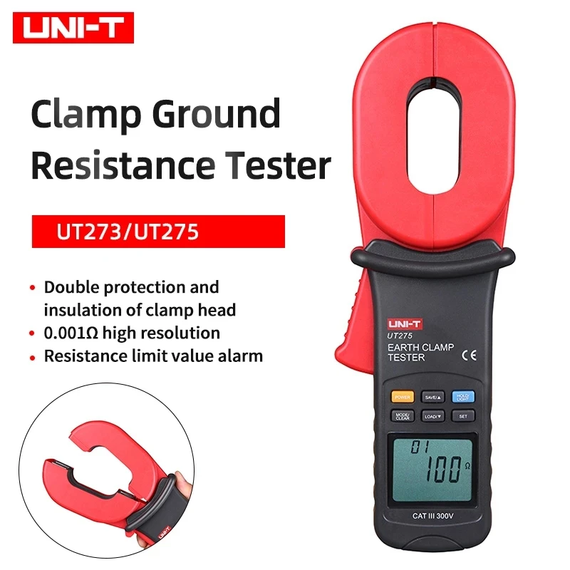 

UNI-T UT273 Clamp Earth Ground Testers Resistance Leakage Current Auto Range Data Storage 1000Ω Earth Ground Resistance UT275