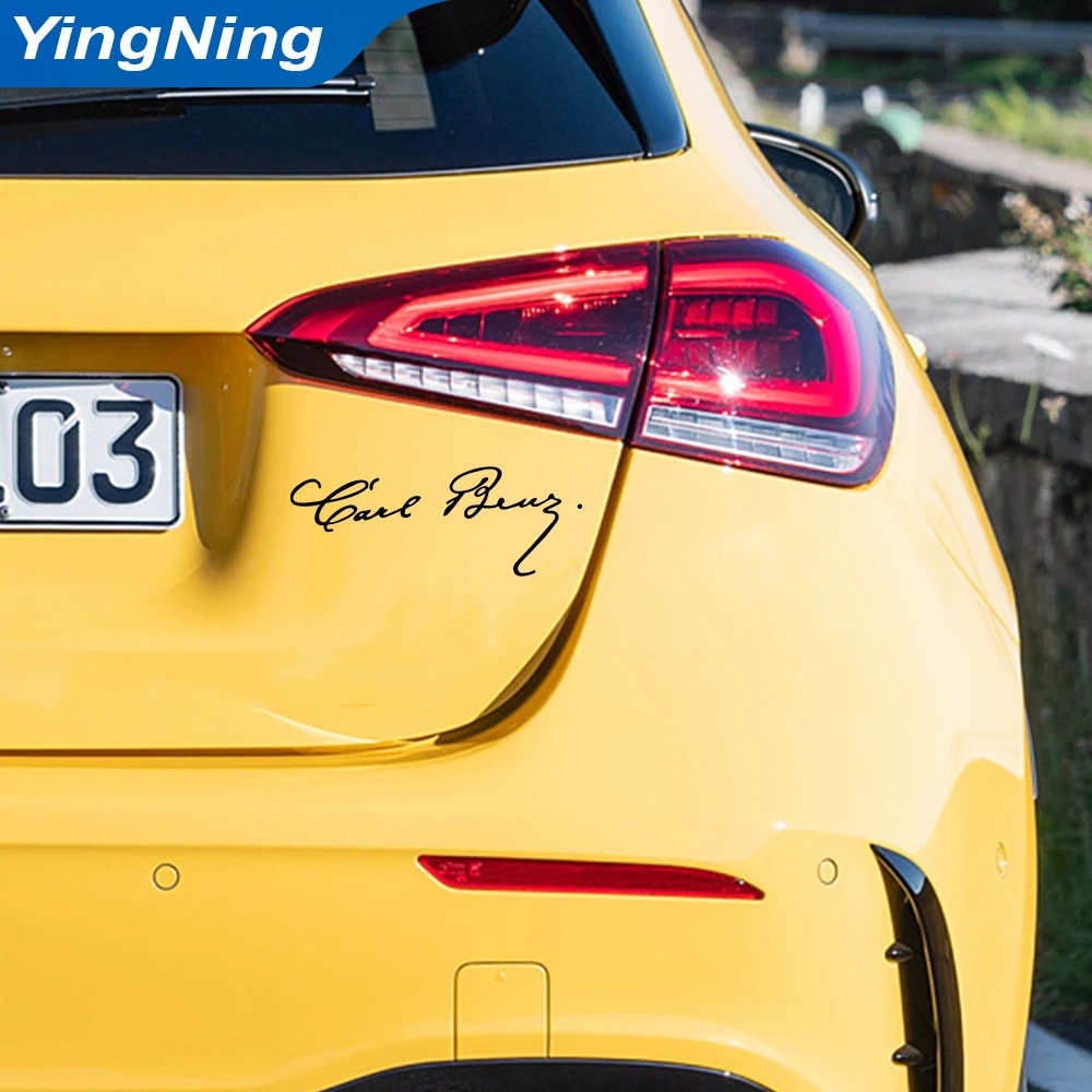 Фото Светоотражающая наклейка на автомобиль для Mercedes AMG A C E S CLA CLS GLA GLC GLE R G M Class, виниловая наклейка с подписью Karl Friedrich Benz №4
