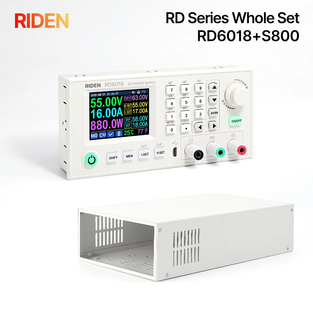 

RIDEN RD6018 RD6018W 60V 18A USB WiFi DC DC adjustable Step Down voltage bench Power Supply Buck converter with S800 case